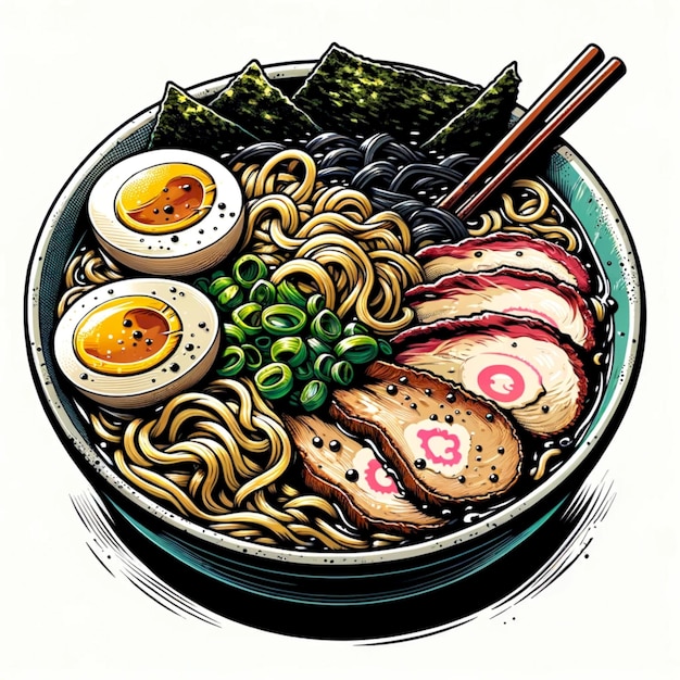 ramen tipico design alimentare giapponese illustrazione sfondo bianco