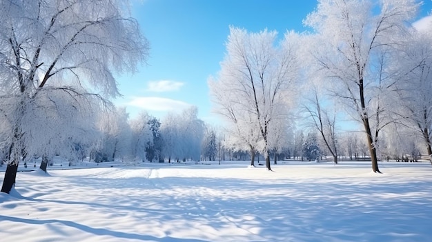 Rami di alberi divertiti in un parco invernale