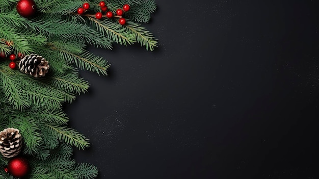 Rami di albero di Natale su uno sfondo scuro