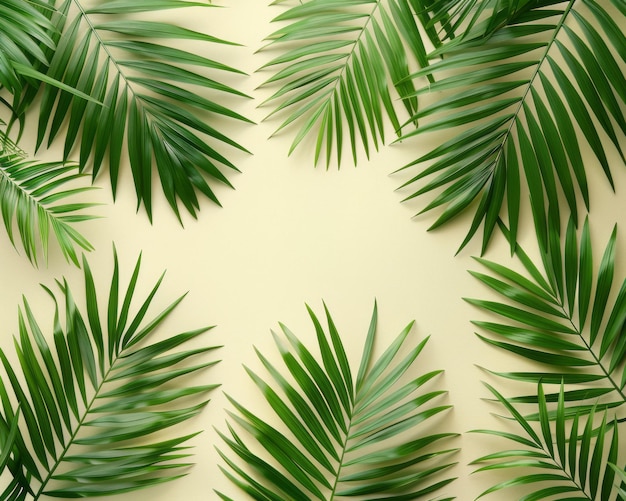 rami di foglie di palma verdi su uno sfondo bianco piatto