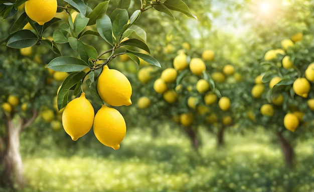 Rami di limoni carichi di limoni gialli brillanti