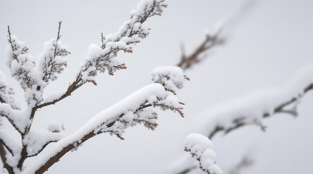 Ramo di abbraccio dell'inverno con neve su uno sfondo naturale Bellezza serena