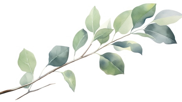 Ramo di eucalipto illustrazione ad acquerello disegnata a mano IA generativa