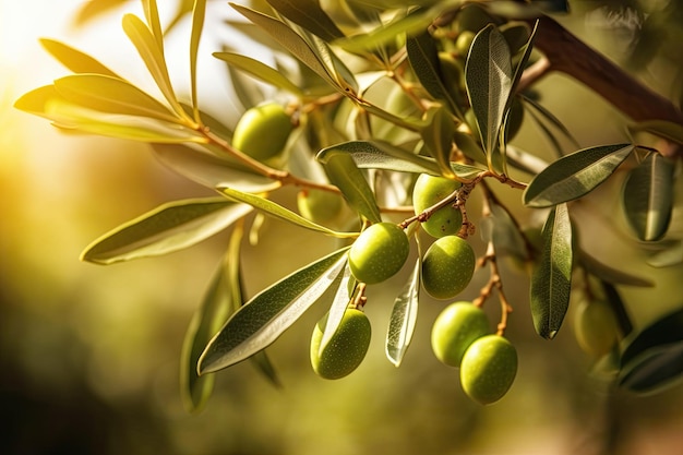 Ramo di olivo con olive verdi