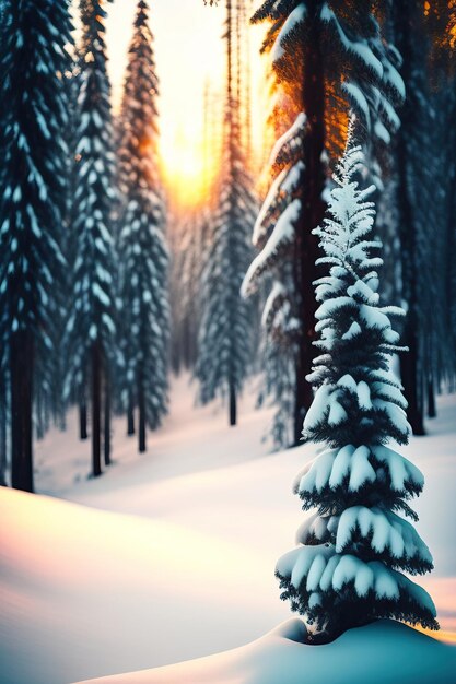 Ramo di un albero di abete rosso invernale