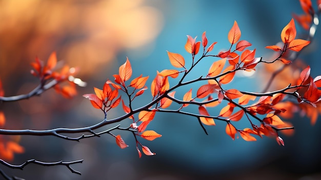 ramo di un albero frondoso in vivaci colori autunnali