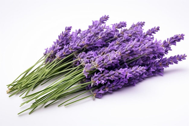 ramoscelli di lavanda fresca su uno sfondo bianco