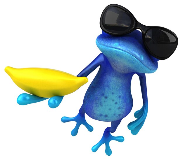 Rana blu di divertimento - illustrazione 3D