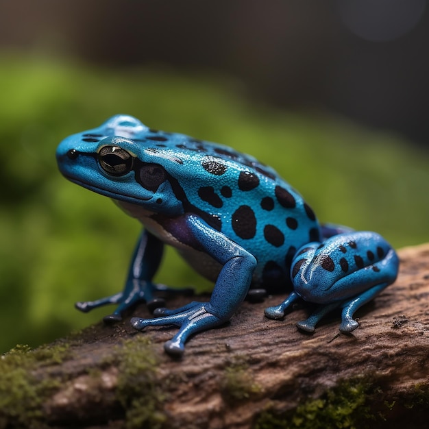 Rana dardo blu Dendrobates rana velenosa su un ramo luminoso bel colore insolito anfibio