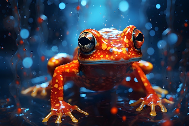 Rana in acqua un primo piano di un anfibio nel suo habitat naturale