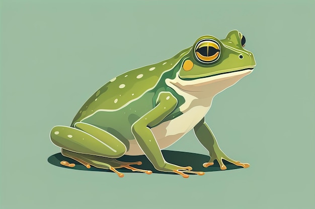 Rana su uno sfondo verde Illustrazione vettoriale di una rana ai generative
