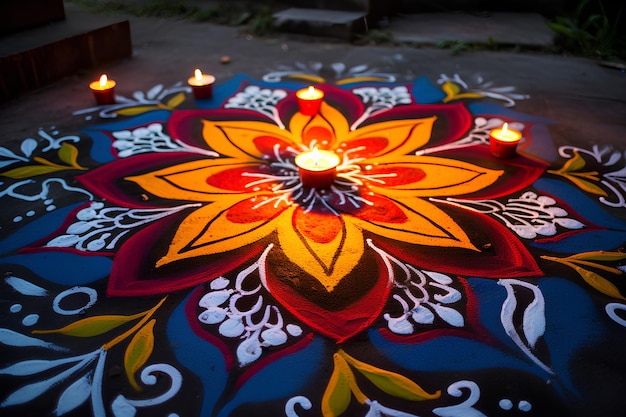 rangoli per la celebrazione del diwali