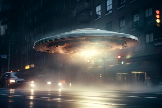 Rapimento alieno UFO nel cielo notturno