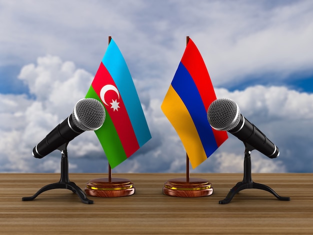 Rapporti tra Armenia e Azerbaigian. Illustrazione 3D