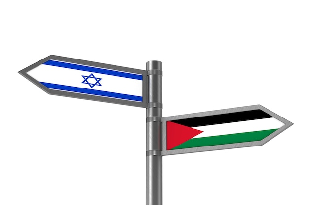 Rapporto tra Israele e Palestina. illustrazione 3D