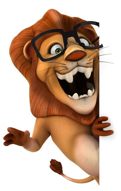 Rappresentazione 3D del leone divertente