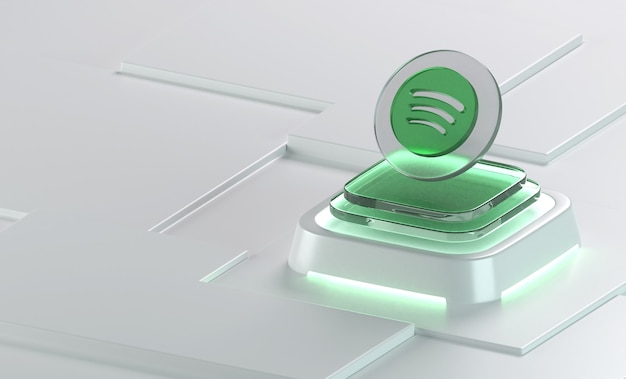 Rappresentazione 3d dell'icona della forma della geometria del vetro Spotify