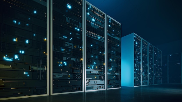 Rappresentazione 3d dell'immagine concettuale del data center cloud