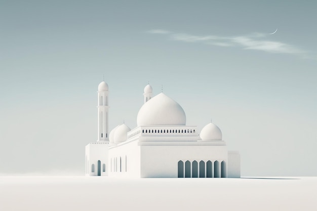 Rappresentazione 3D della splendida architettura della moschea progettata per la stagione del Ramadan