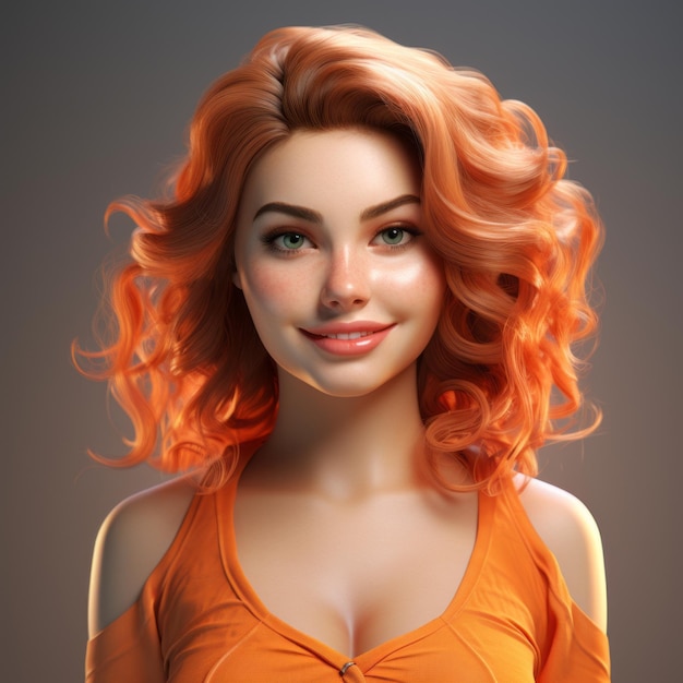 Rappresentazione 3d di bella donna con capelli rossi
