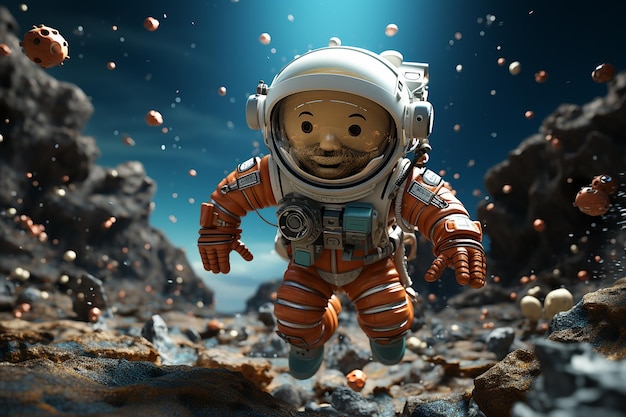 Rappresentazione 3D giocosa dell'astronauta