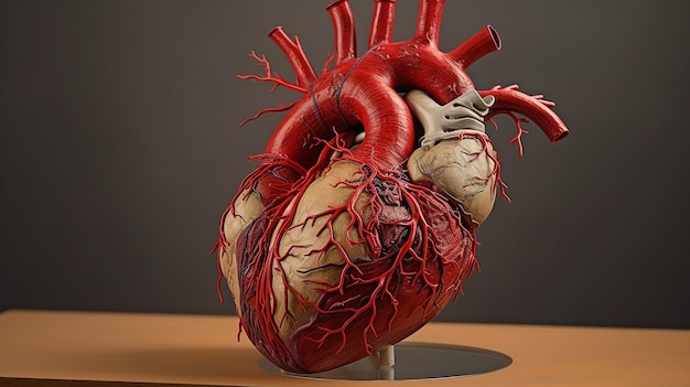 Rappresentazione artistica dell'anatomia del cuore, inclusi sangue e vene, creata con l'IA generativa