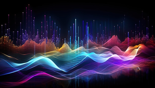 Rappresentazione astratta delle onde sonore che illustrano l'impatto dei media basati sull'audio