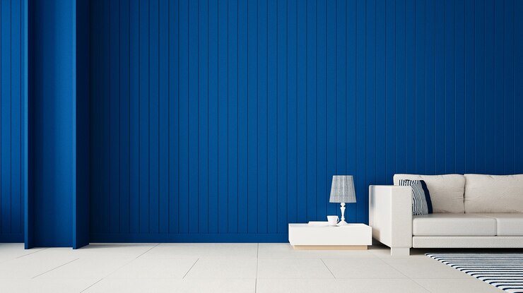 Rappresentazione blu classica del salone / 3D della parete