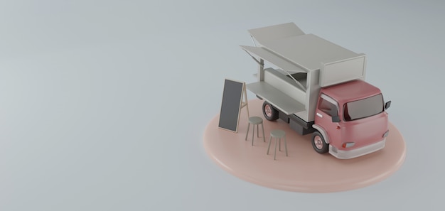 Rappresentazione del camion 3D dell'alimento su un podio