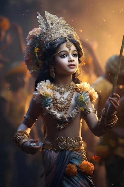 rappresentazione dell'infanzia giocosa e miracolosa del Signore Krishna Krishna Leela