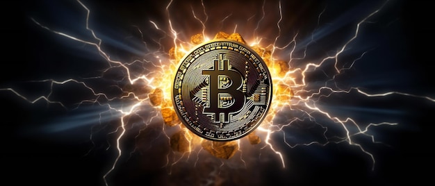 Rappresentazione della rete Digital Lightning della tecnologia blockchain Bitcoin