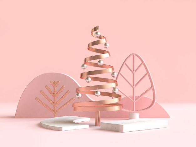 rappresentazione geometrica astratta della decorazione 3d di concetto di scena dell&#39;albero di Natale di forma