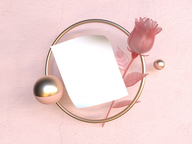rappresentazione in bianco di concetto 3d del biglietto di S. Valentino rosa della struttura di carta bianca in bianco