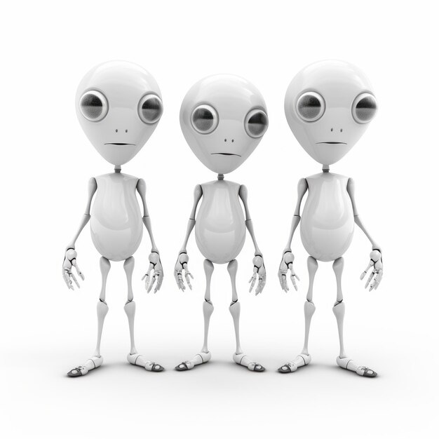 Rappresentazione vivida di tre alieni bianchi