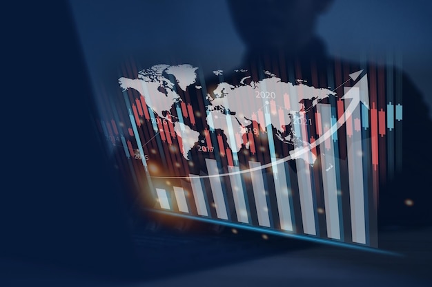 Rappresentazioni visive di grafici e concetti in finanza bancaria e analisi del mercato azionario