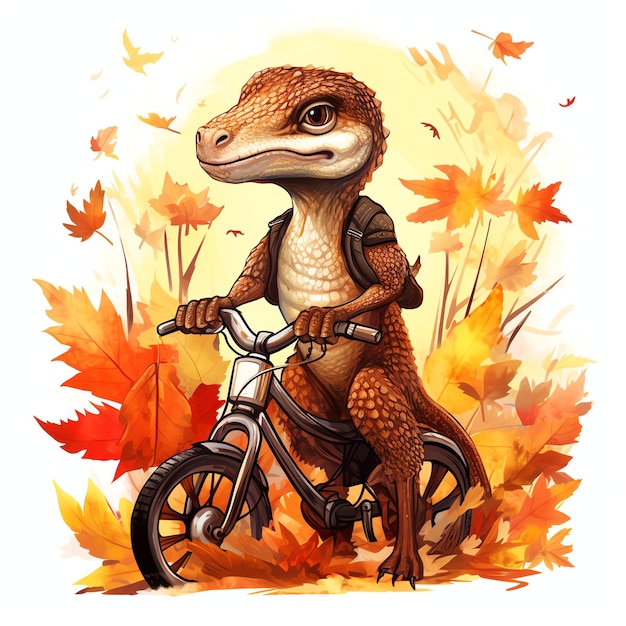 Raptor su altalena nel bosco autunnale