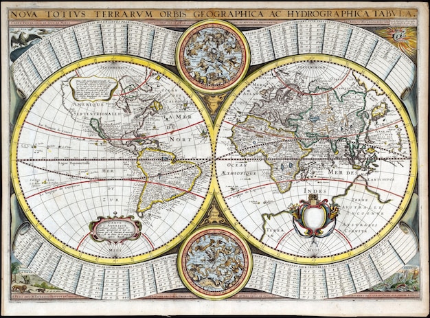 Rara mappa del mondo francese dell'inizio del XVII secolo con la California come isola 1643