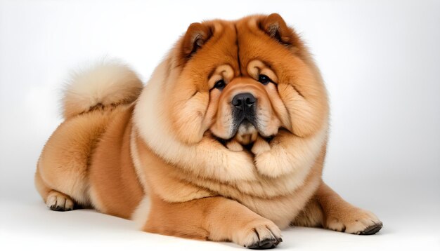 Razza di cane Chow Chow sfondo bianco