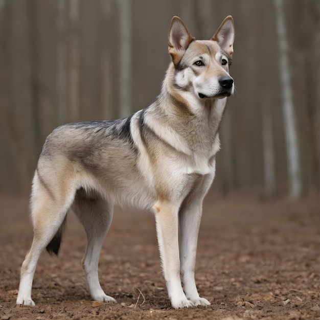 Razza di cane lupo cecoslovacco sullo sfondo bianco