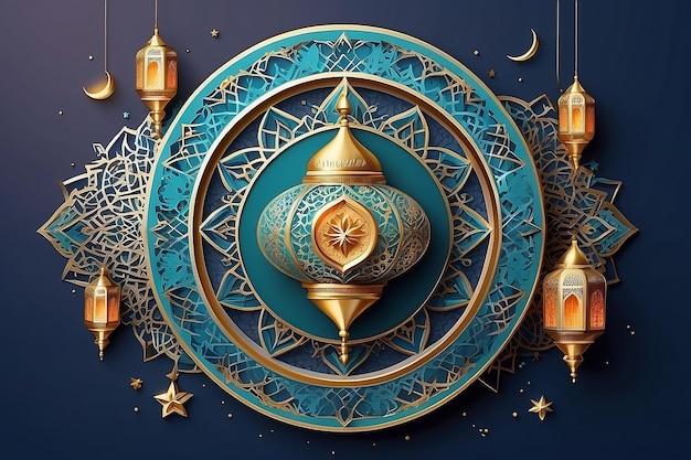 Reale forma di mosaico di Eid mubarak in ramadan