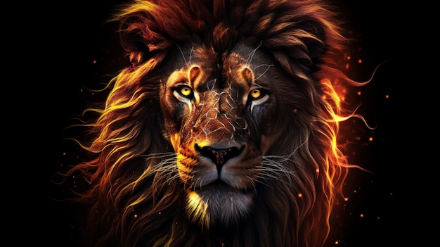 Reale leone splendore luce arte sfondo nero bella immagine Ai generato arte