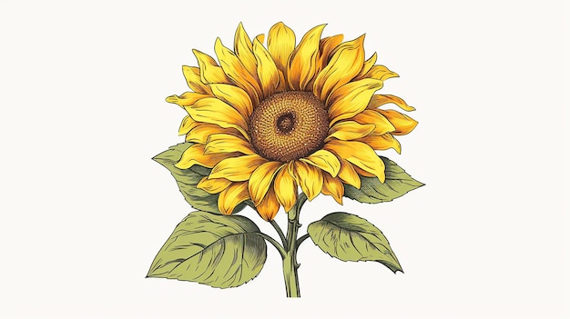 Realismo 3D girasole e illustrazione degli stili di incisione AI generativa