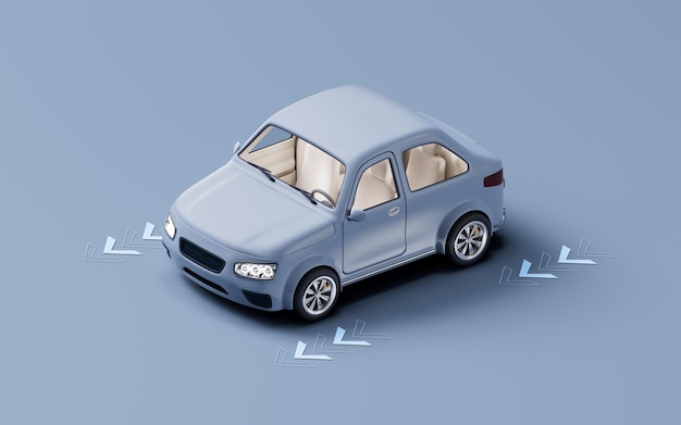 realistic automobile car with automatic drive concept 3d rendering