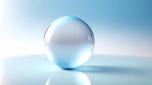 Realistic Blue Crystal Sphere with Reflection