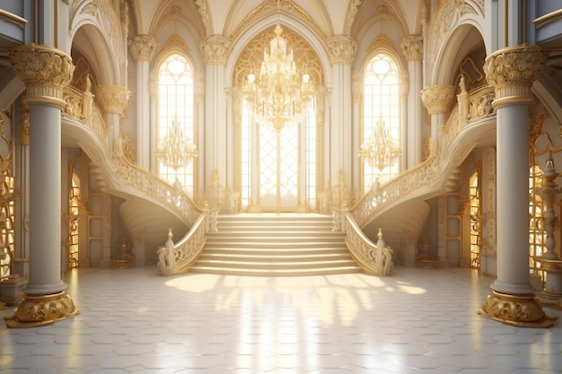 Realistic Fantasy Royal Palace Interior Generative AI (AI generativa dell'interno del palazzo reale realistico)