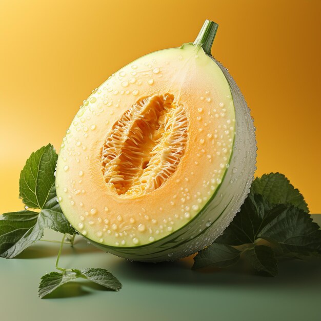 realistic_photo_one_melon_ background_white