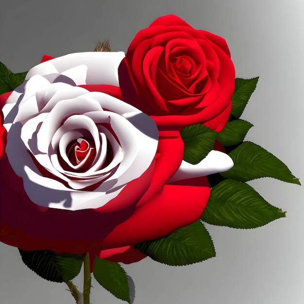 Realistica rosa rossa e bianca in alta qualità bella rosa sbalorditiva rose rosse bianche fiore