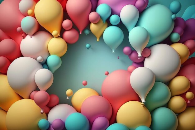 Realistici palloncini colorati illustrazione AI generativa