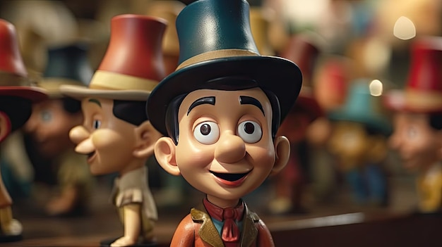 Realistico 3D Pinocchio bambola illustrazione cartone animato 3D