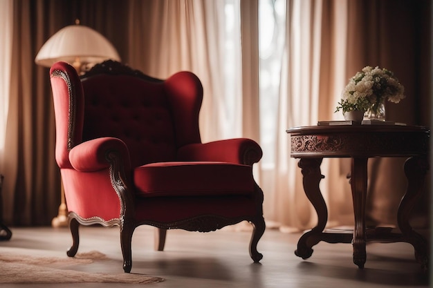 Realistico divano amplificatore sedia braccio rosso nella stanza